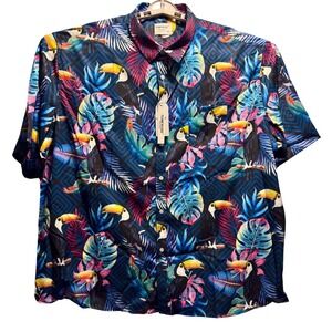 Tunevuse Toucan Tropical Shirt Men 4XL Multicolor NWT Short Sleeve Button Down